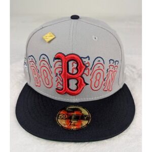 Boston Red Sox Word Drop 2004 World Series New Era 7 3/8 Fitted Capsule Hat NWT.